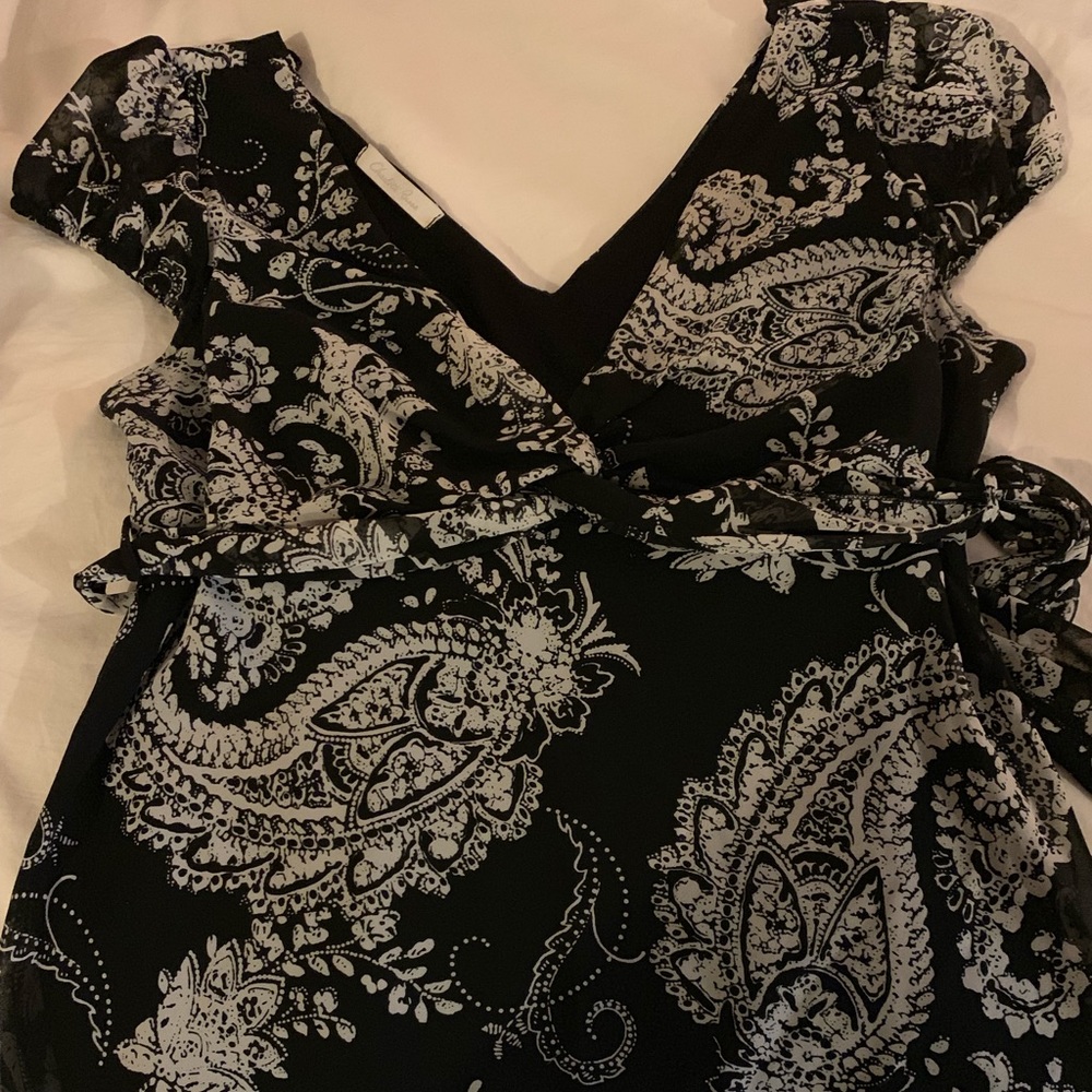 Black with white blouse